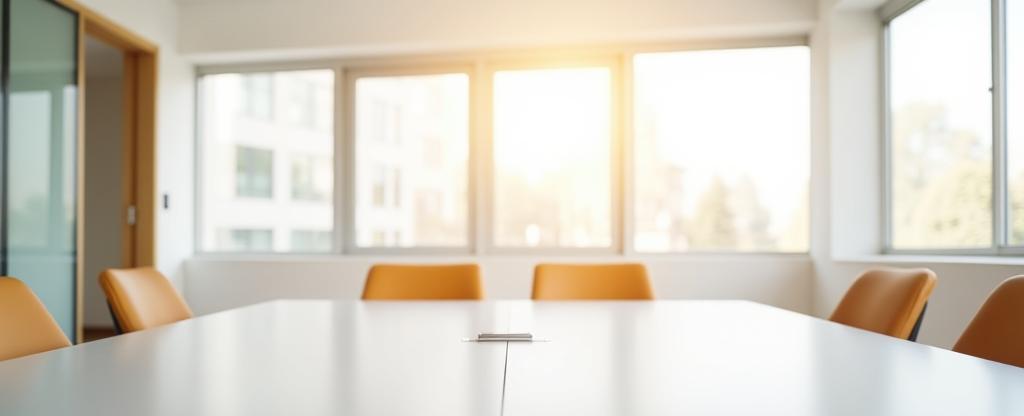 Image representing a modern, bright, and inviting meeting space or office, suggesting collaboration and partnership.